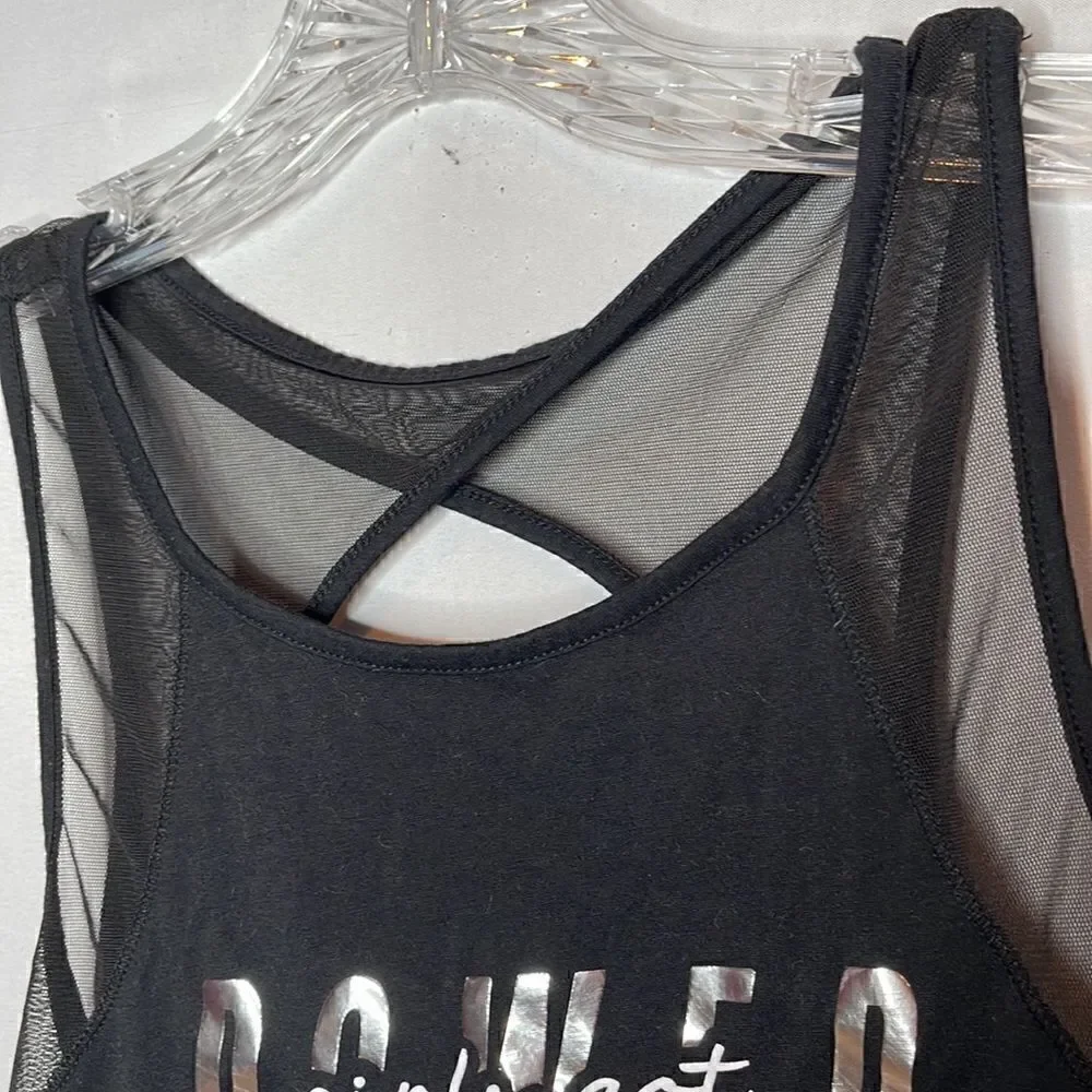 Justice Black Mesh Tank Top. Size 14/16.
